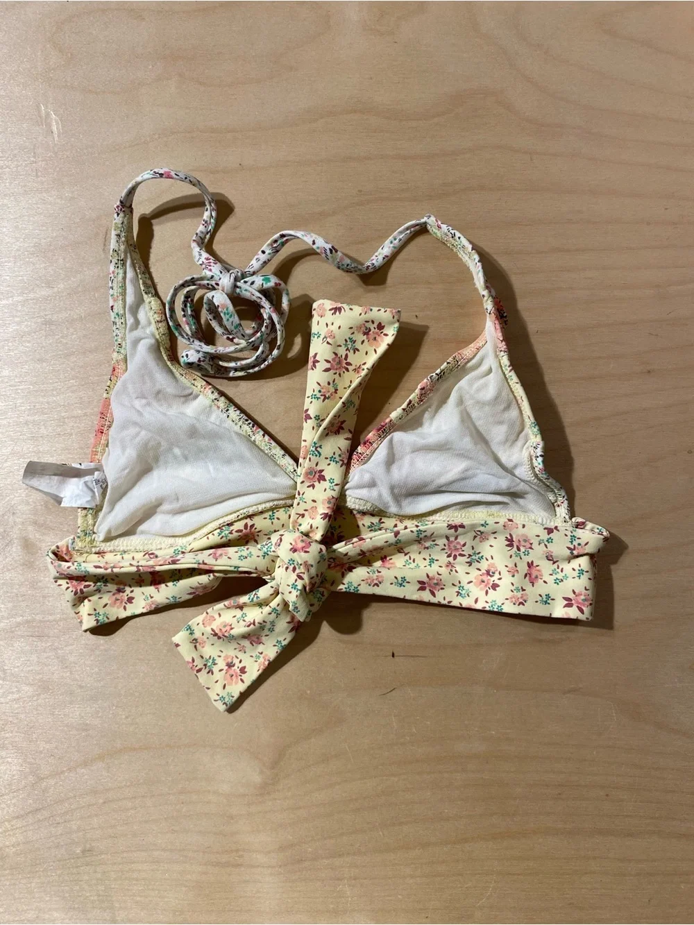 Lucky Brand Yellow Floral Tie-Back Bikini Top Small (RG)